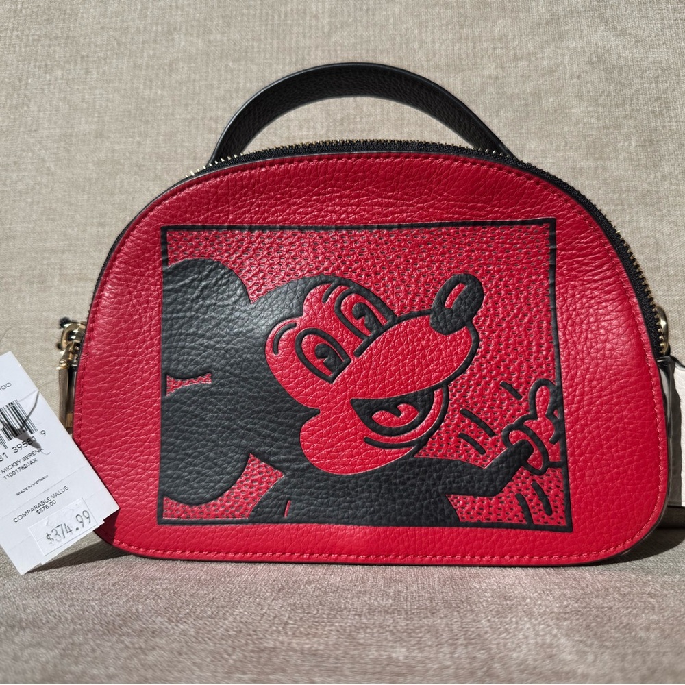 NWT Coach Disney Mickey Mouse X Keith Haring Serena Satchel & Matching Wallet - Picture 2 of 10